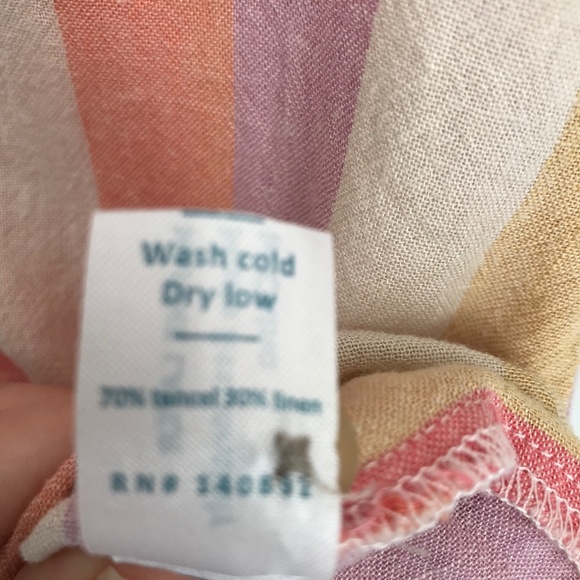 Marine Layer Dana Striped Linen Blend Shirt XS Relaxed Short Sleeve Button Up - Picture 5 of 7